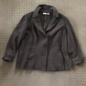 VINTAGE BLACK CHICOS WOOL BLAZER JACKET SIZE 3 MINIMALIST OFFICE EXECUTIVE